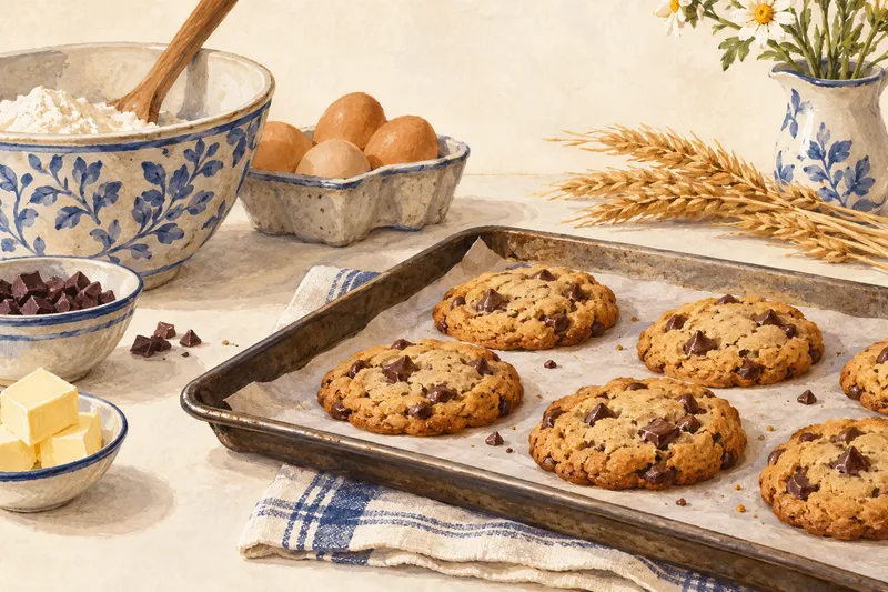 Illustration: Cookies on a parchment-lined baking tray