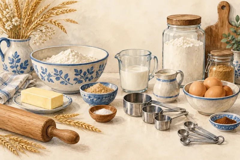 Illustration: Ingredient bowls, measuring cups, and measuring spoons
